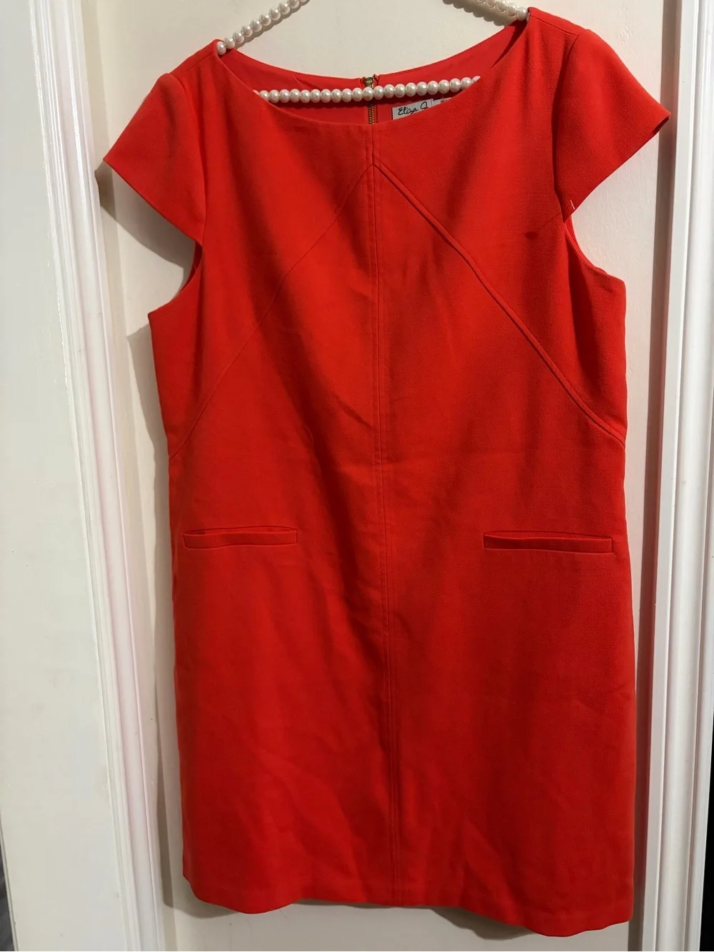 Eliza J Red Cap-Sleeve Shift Dress - Picture 2 of 11
